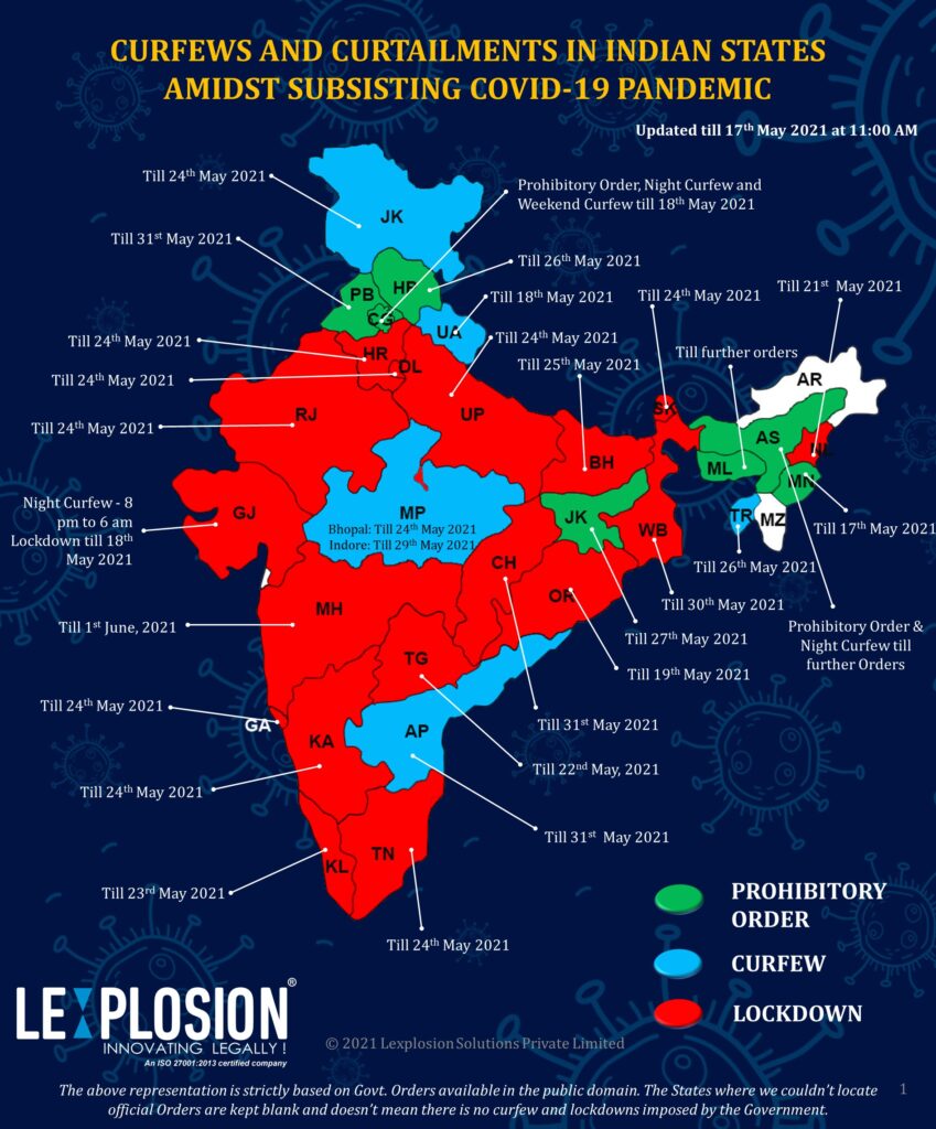 State wise Indian Lockdown till May 2021